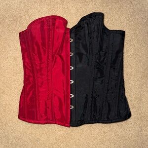 🖤 Black and Red Steel Boned Corset ❤️